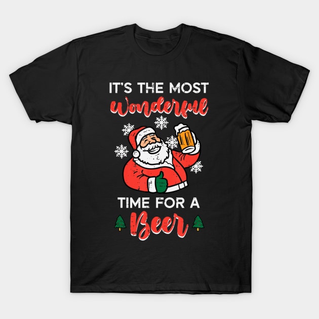 Christmas Most Wonderful Time For Santa Beer Xmas Dad Men T-Shirt by Mitsue Kersting